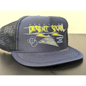 Operation Desert Storm Trucker Hat Cap Snapback Blue Yellow Military Adjustable